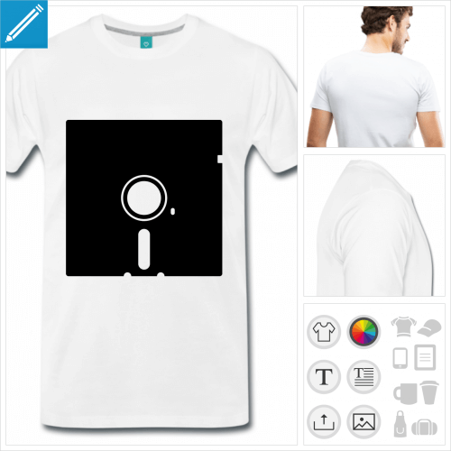 T-shirt retrogaming, disquette retro large  imprimer en ligne.