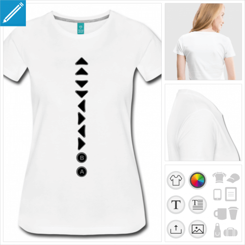 t-shirt manches courtes konami code  imprimer en ligne