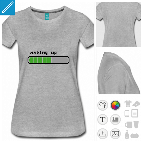 t-shirt noir waking up  personnaliser en ligne