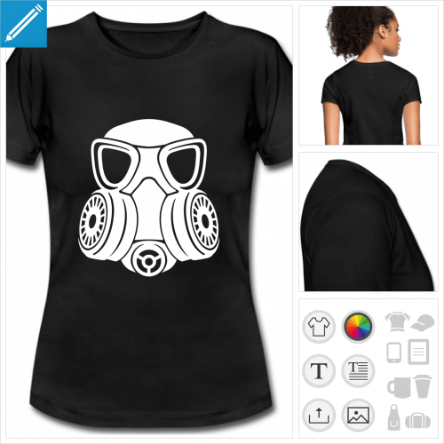 t-shirt blanc simple masque  gaz  imprimer en ligne