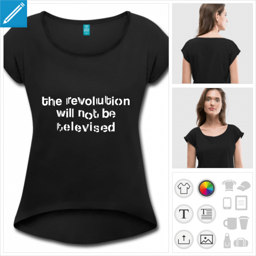 t-shirt femme revolution televised personnalisable, impression  l'unit