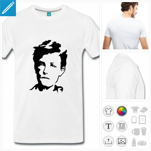 T-shirt Rimbaud, portrait du pote  imprimer en ligne.