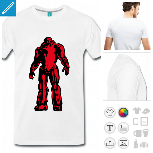 T-shirt robot noir et opaque, t-shirt geek  personnaliser en ligne.