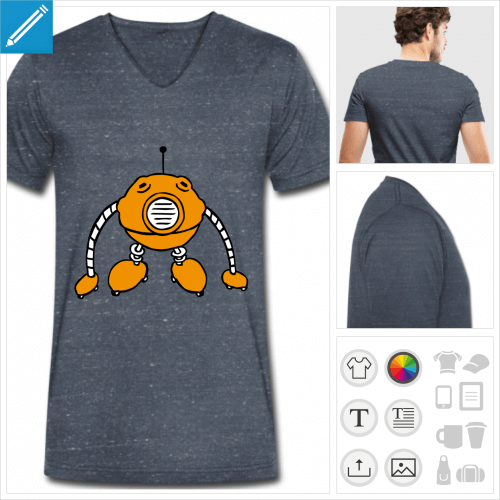 t-shirt bleu robot boule  crer en ligne