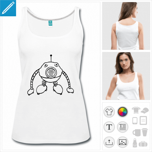 t-shirt blanc robot boule  personnaliser, impression unique