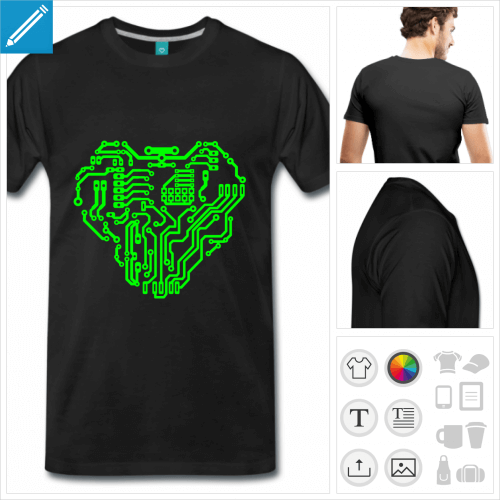t-shirt noir robot à imprimer en ligne