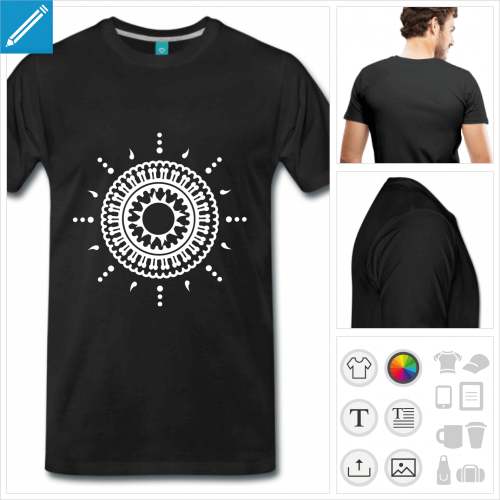 T-shirt rosace décorative en style indien à imprimer en ligne.