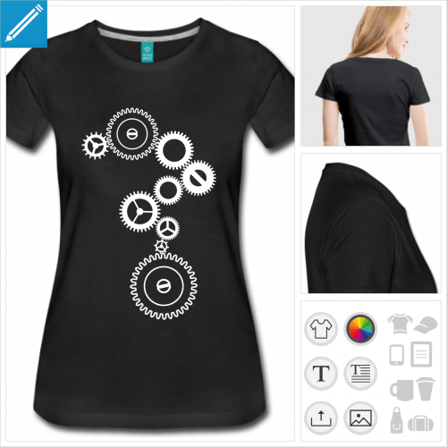 t-shirt femme rouages  personnaliser et imprimer en ligne