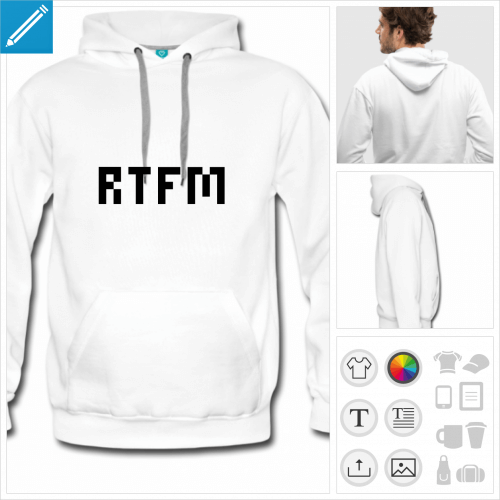 T-shirt rtfm pixel, typo simple en pixel art,  personnaliser en ligne.