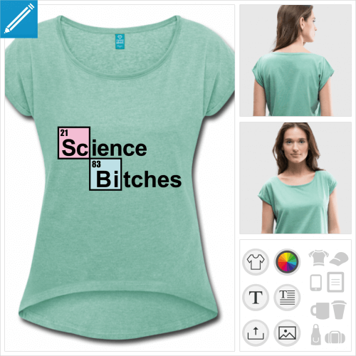t-shirt femme science bitches personnalisable