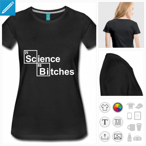t-shirt noir science  personnaliser et imprimer en ligne