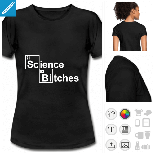 t-shirt femme geek science  personnaliser