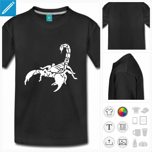 t-shirt manches courtes scorpion à créer en ligne