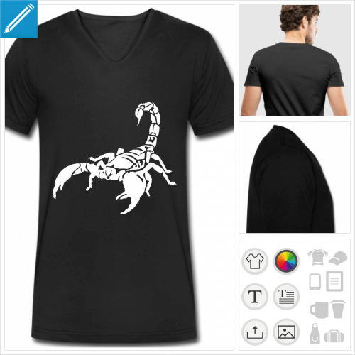 t-shirt manches courtes scorpion dessin à personnaliser et imprimer en ligne