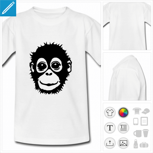 t-shirt enfant singe  personnaliser, impression unique