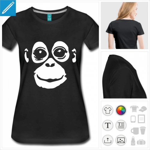 t-shirt basique singe à personnaliser, impression unique