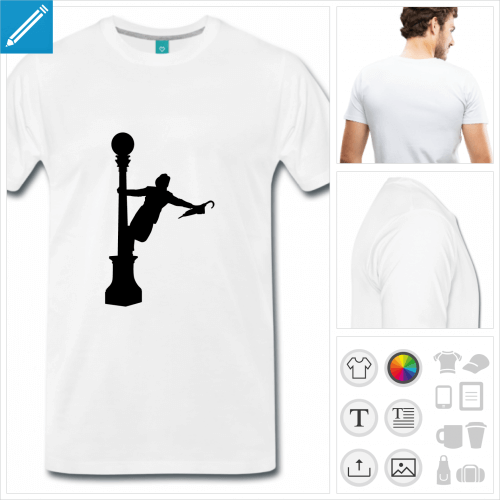 T-shirt singin' in the rain, dessin de rverbre et personnage  parapluie,  imprimer en ligne.