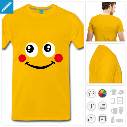 T-shirt smiley avec des joues rouges  personnaliser et imprimer en ligne.