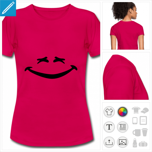 t-shirt rose smiley rigolo  personnaliser