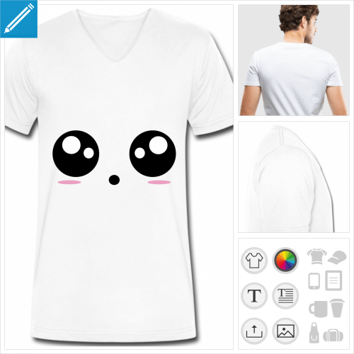 t-shirt simple kawaii personnalisable, impression  l'unit