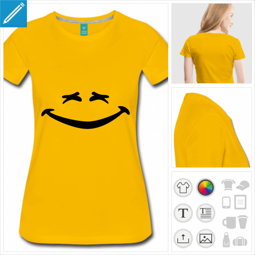 t-shirt femme smiley personnalisable, impression  l'unit