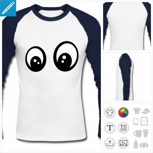 t-shirt manches couleurs yeux  personnaliser