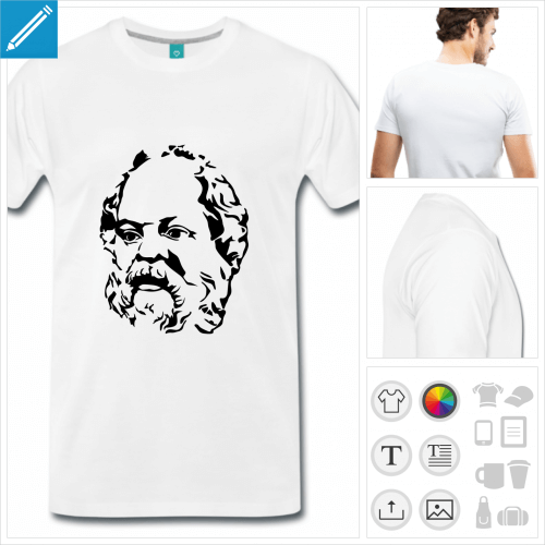 T-shirt Socrate, portrait du philosophe grec  imprimer en ligne.