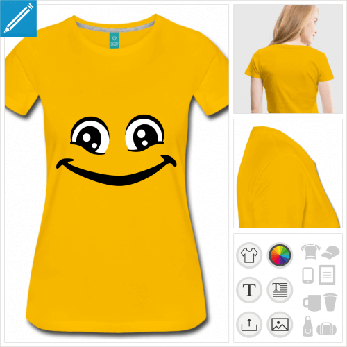 t-shirt pour femme sourire  personnaliser et imprimer en ligne