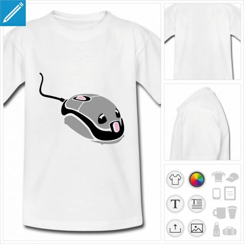 t-shirt ado ordinateur kawaii personnalisable, impression  l'unit