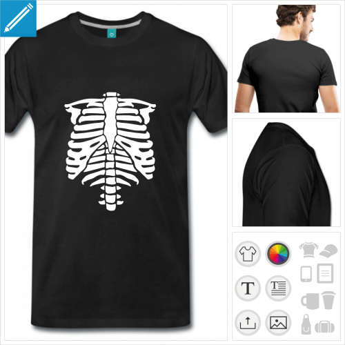 T-shirt squelette  adapter et personnaliser en ligne, crez votre t-shirt Halloween vous-mme.