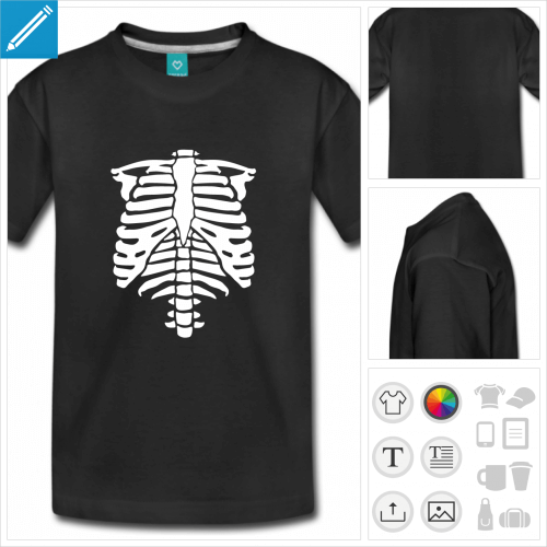 t-shirt manches courtes squelette à personnaliser en ligne
