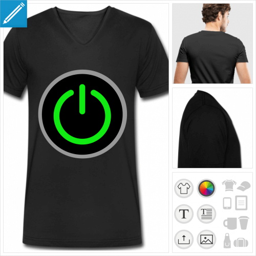 T-shirt start, bouton start stylis personnalisable  imprimer en ligne.