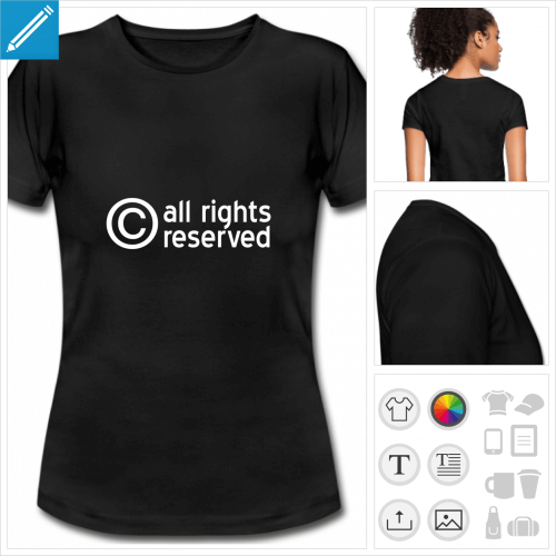 t-shirt blanc simple symbole copyright  personnaliser en ligne