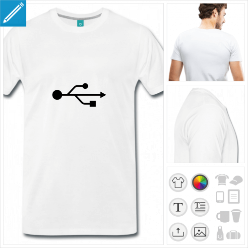 t-shirt homme port usb  personnaliser en ligne