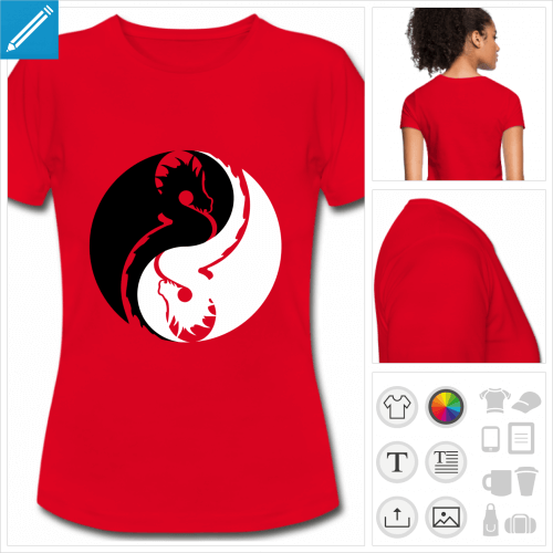 t-shirt femme yin yang  imprimer en ligne