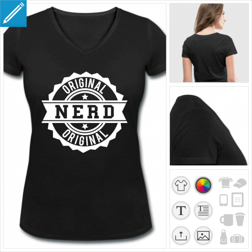 t-shirt femme basique nerd à imprimer en ligne