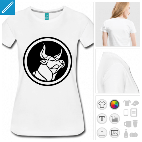 T-shirt taureau, signe du zodiaque taureau  imprimer en ligne.