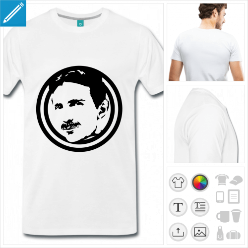 T-shirt Tesla, t-shirt science. Portrait de Tesla  imprimer n ligne pour Tesla day