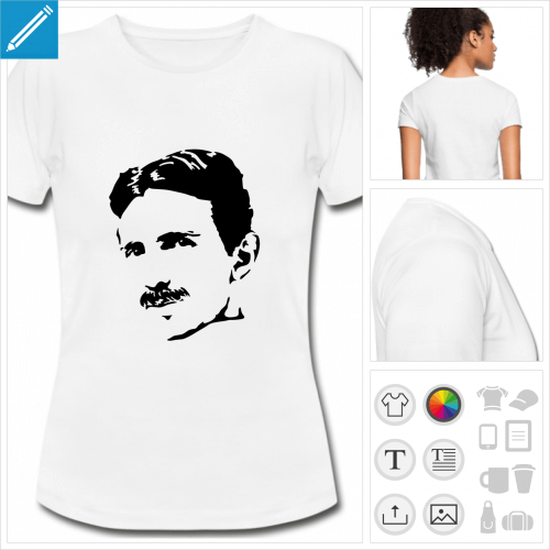 t-shirt blanc simple Tesla day  personnaliser en ligne