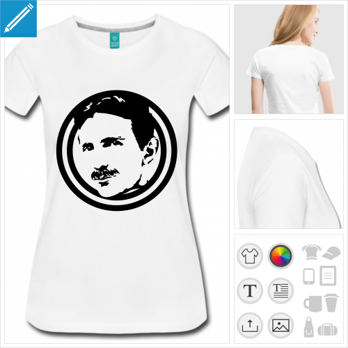 t-shirt manches courtes tesla day  imprimer en ligne