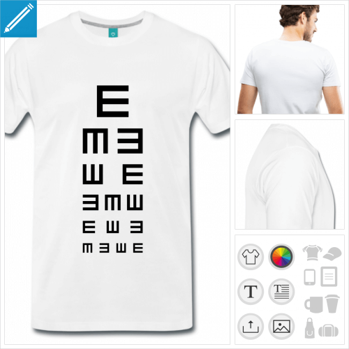 T-shirt test de vision personnalisable une couleur  personnaliser et imprimer en ligne.
