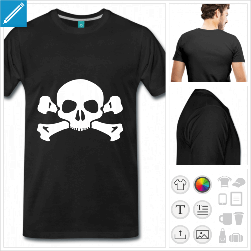 T-shirt tte de mort simple, une couleur,  imprimer en ligne.