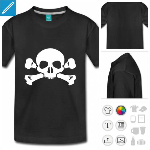 t-shirt pour adolescent tte de mort  personnaliser, impression unique