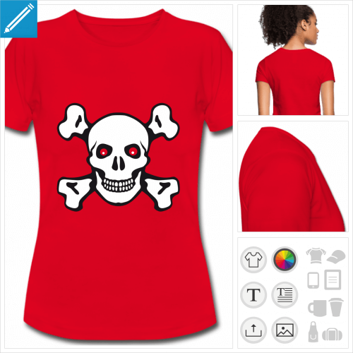 t-shirt basique drapeau pirate à personnaliser et imprimer en ligne