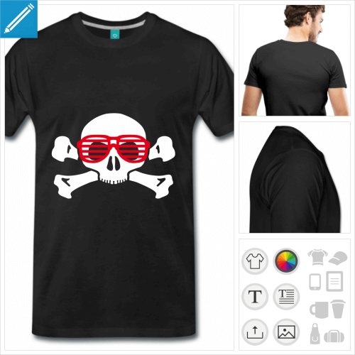 T-shirt tte de mort  lunettes de nerd  imprimer en ligne.