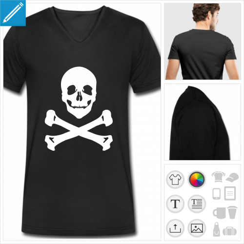 t-shirt pour homme tte de mort  personnaliser