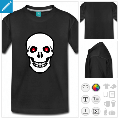 t-shirt manches courtes tte de mort  imprimer en ligne