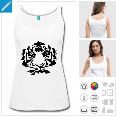 t-shirt blanc tte de tigre  personnaliser