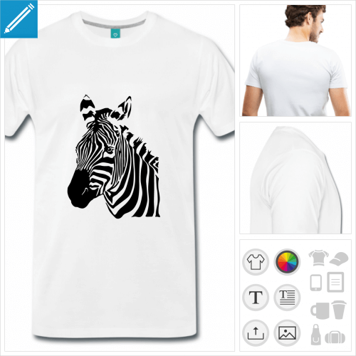 t-shirt simple zbre  personnaliser en ligne