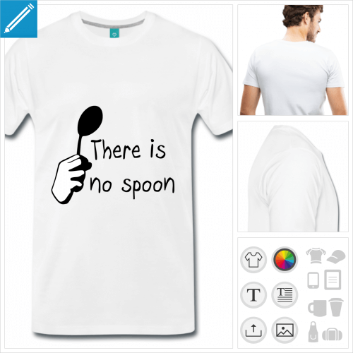 T-shirt there is no spoon Matrix, la cullre n'existe pas.